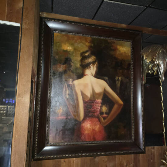 Large Fabian Perez-Style Red Dress Lounge Canvas