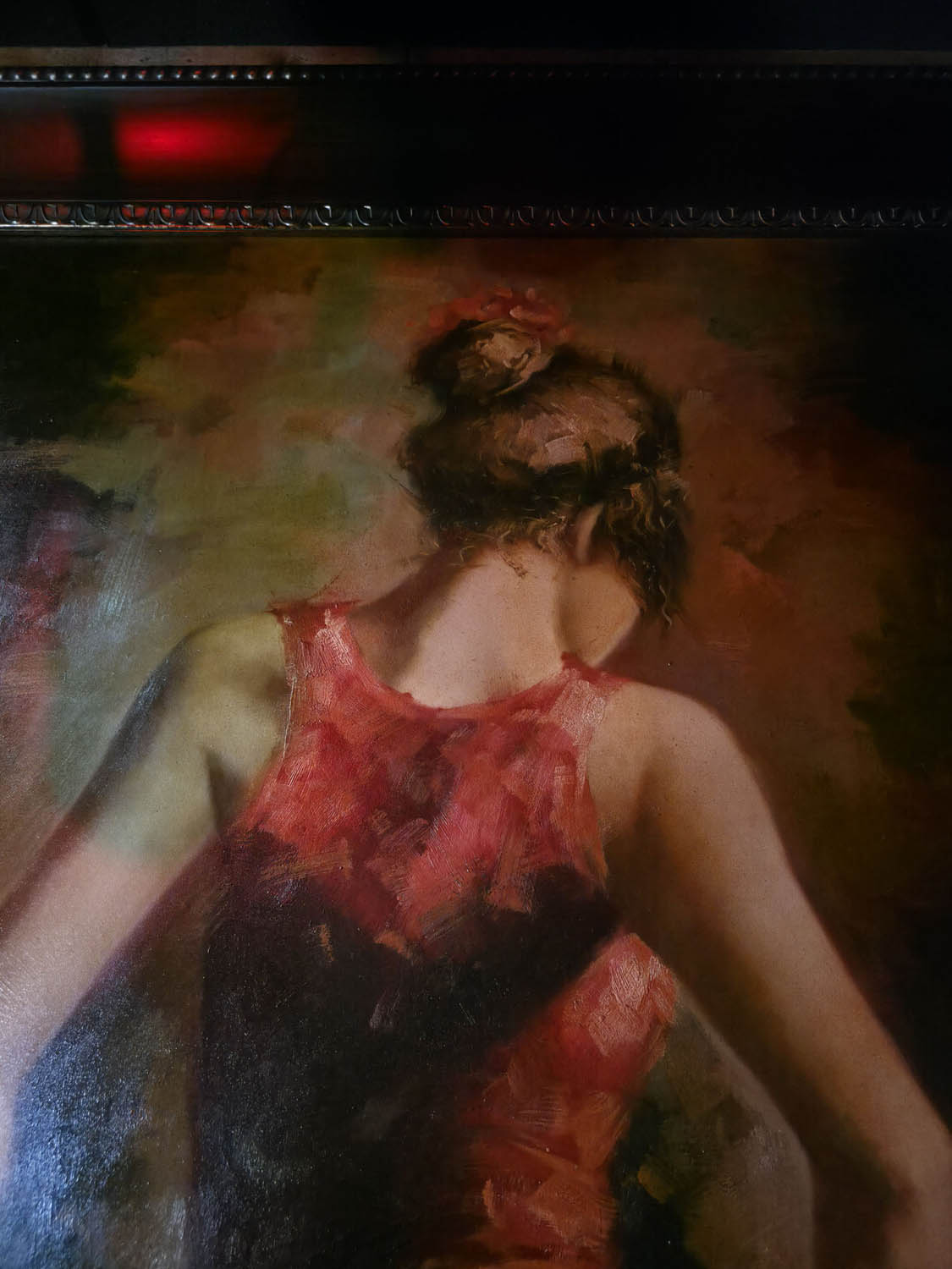 Large Fabian Perez-Style Red Dress Nightclub Canvas - Image 2