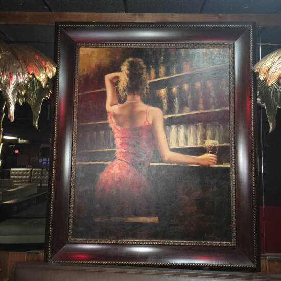 Large Fabian Perez-Style Woman at Bar Canvas