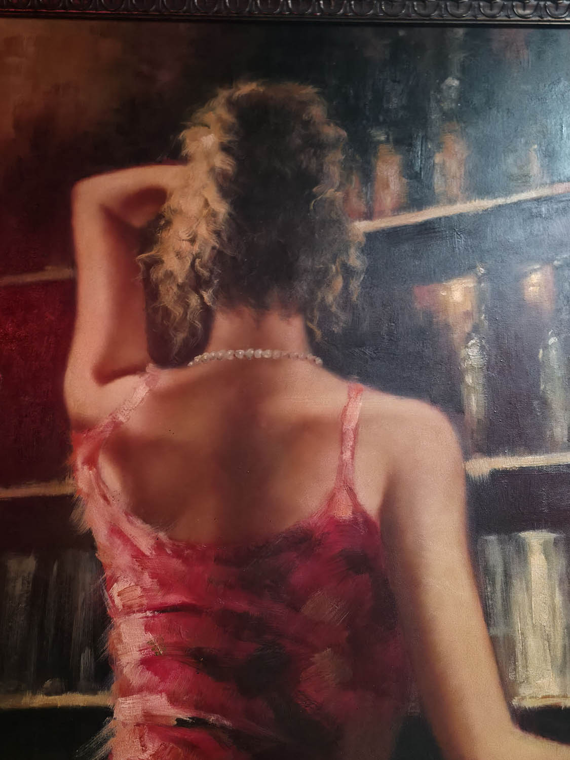 Large Fabian Perez-Style Woman at Bar Canvas - Image 3