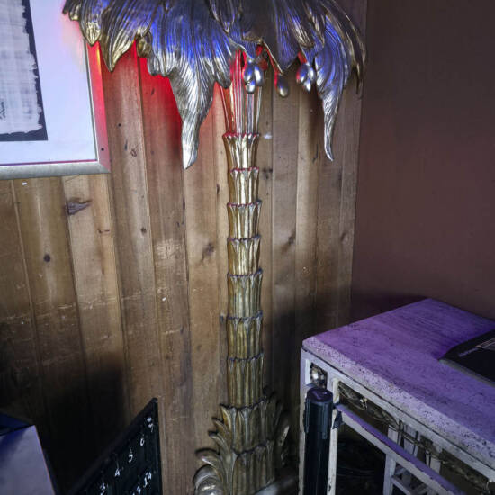 Pair of Oversized Gold Palm Tree Light Sculptures