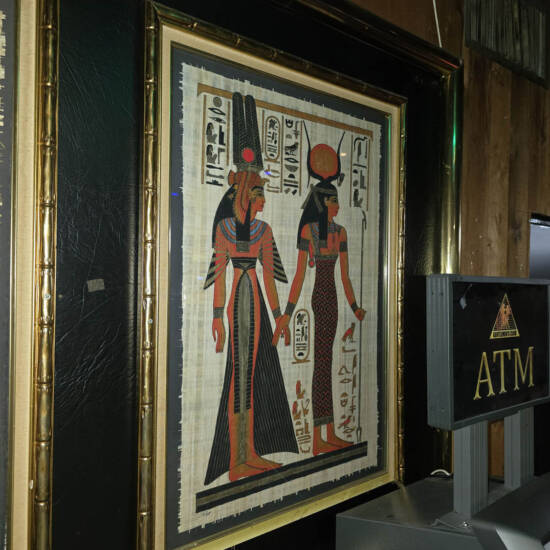 Framed Egyptian Temple Scene Papyrus-Style Print