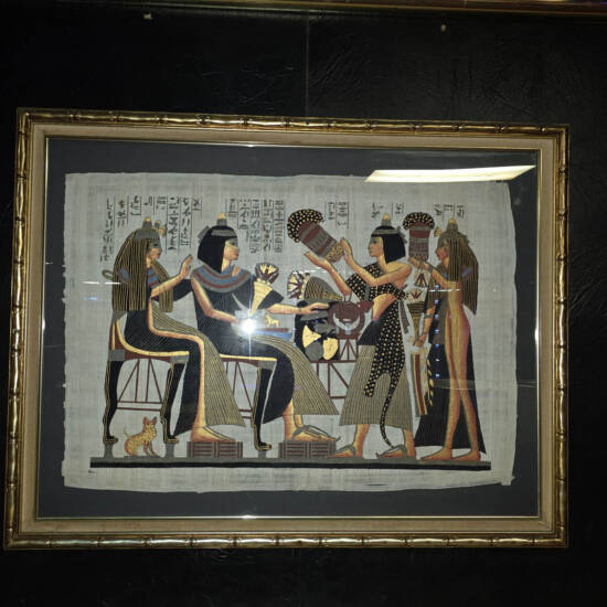 Large Framed Egyptian Papyrus-Style Wall Art