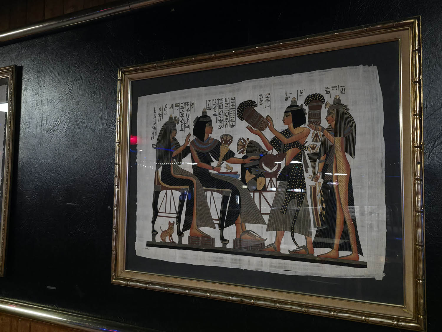 Large Framed Egyptian Papyrus-Style Wall Art - Image 2