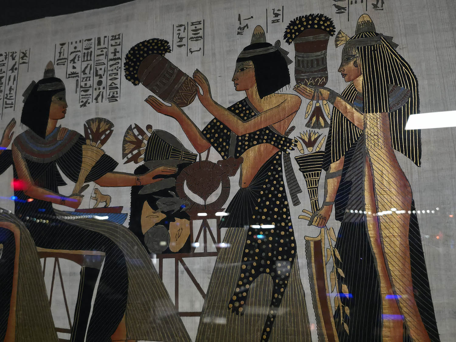Large Framed Egyptian Papyrus-Style Wall Art - Image 3