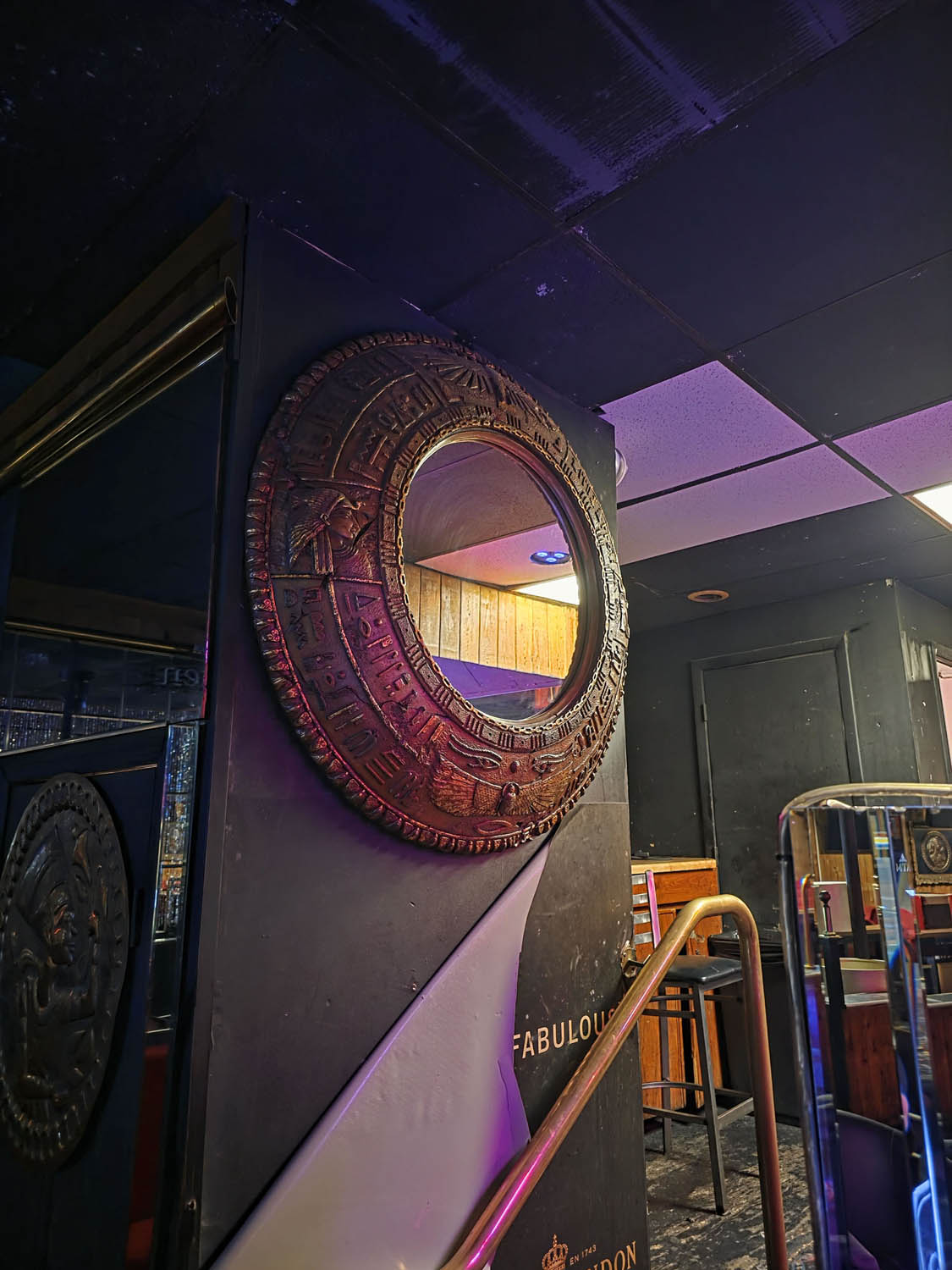 Round Egyptian Relief Wall Mirror
